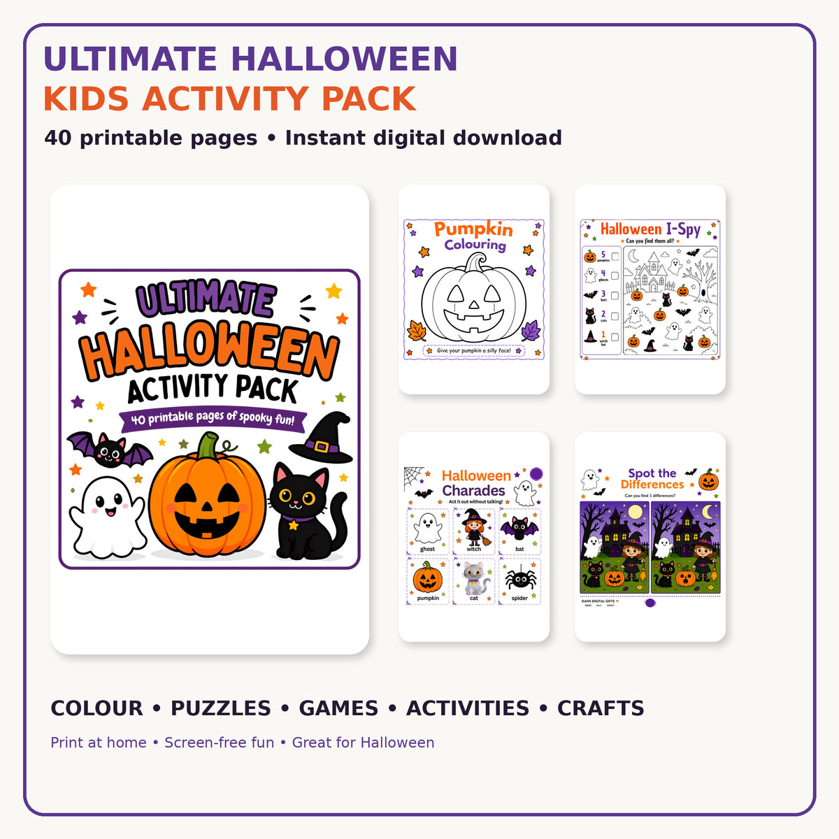 Ultimate Halloween Kids Activity Pack – 40 Printable Halloween Activities
